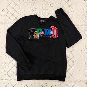 Mens Y2K Black Pyramid Streetwear Embroidered Patch Logo Sweatshirt Size L